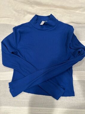 & Other Stories Cobalt Blue cropped mockneck sweater